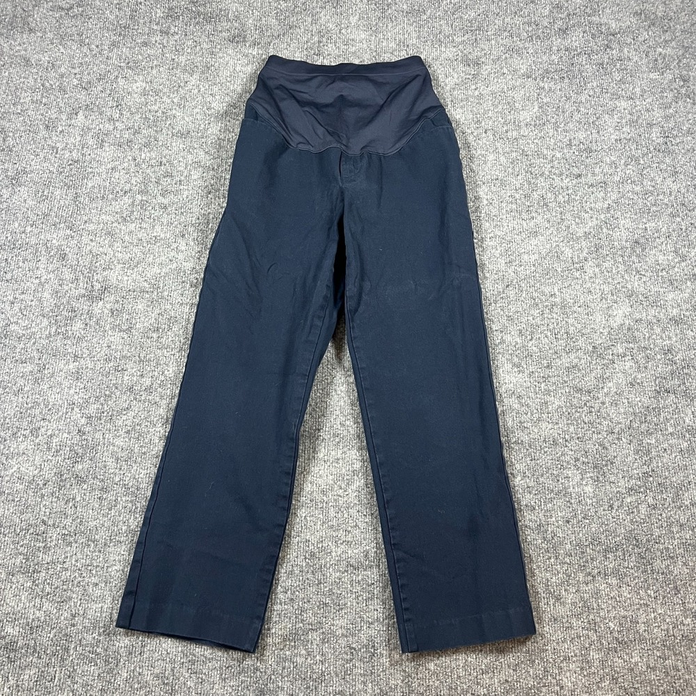 Old Navy Maternity Pixie Straight Pants Womens 4 Navy Cotton Full Panel Ankle